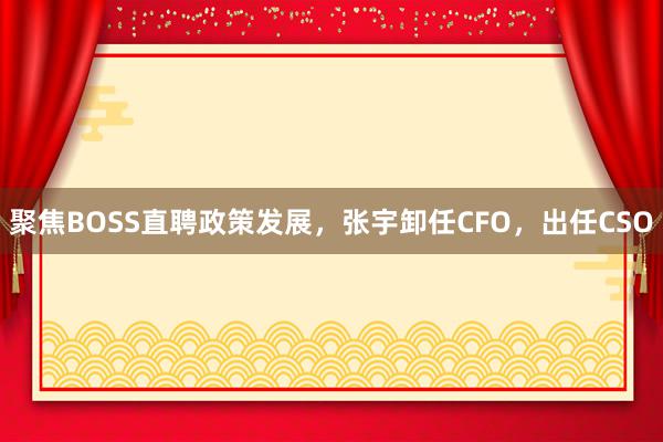 聚焦BOSS直聘政策发展，张宇卸任CFO，出任CSO